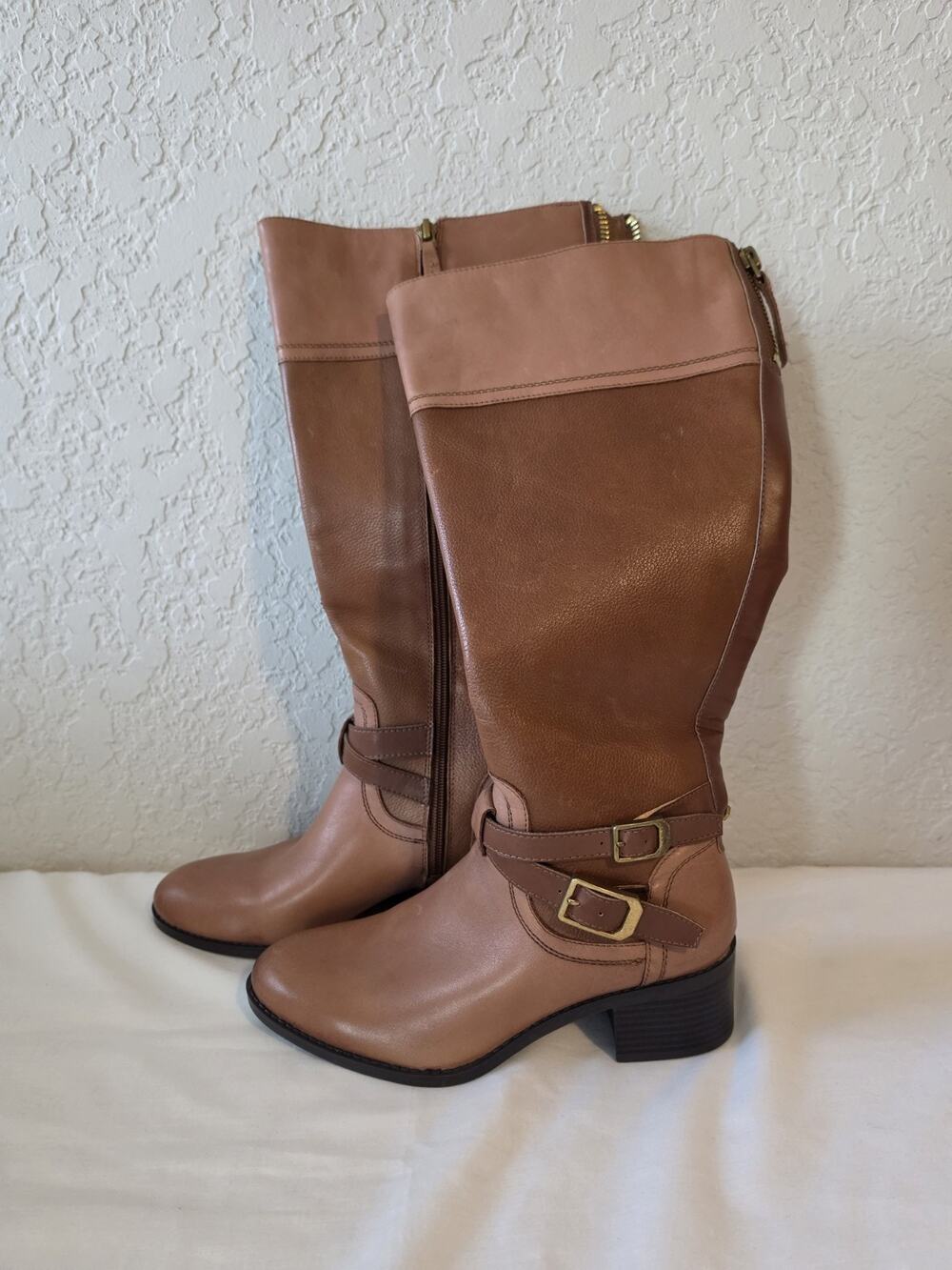 Franco Sarto Lapis WC Wide Calf Leather Knee High Boots Women's 7 Brown
